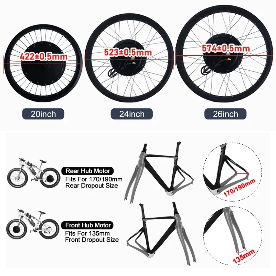 مجموعة تحويل محرك دراجة ثلجية  - مراجعة Ebike Conversion Kit 72V 3000W وسعره