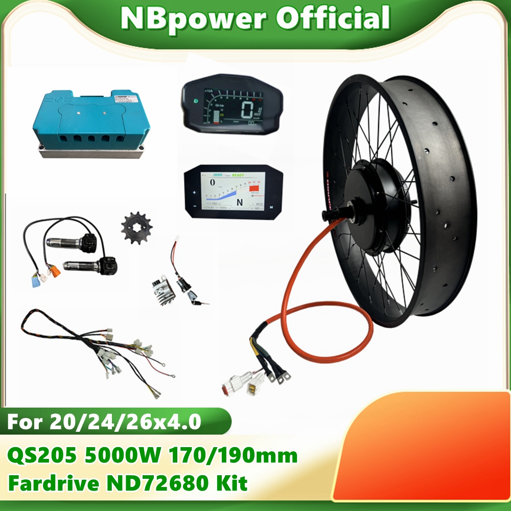 NBpower QS205 72V 5000W 170/19 - مراجعة 72V 5000W Hub Motor Kit وسعره